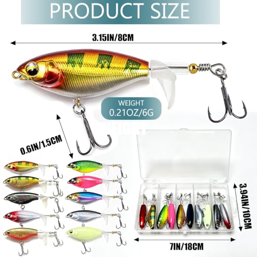 Topwater Fishing Lures with Rotating Tail