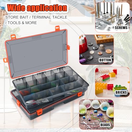 12 Pack Fishing Tackle Box Waterproof 3600 Tackle Tray (Orange / 3600)