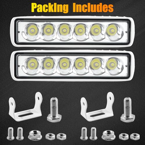 2PCS Led Boat Lights 6inch Marine Led Light Bar 180°Flood Light 96W 4000LM IP67 Waterproof Ponton Boat Deck Dock Lighting for Night Fishing 12