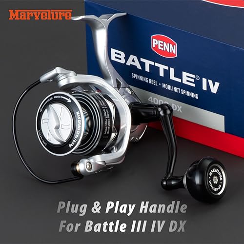 Foldable Power Handle for Penn Pursuit III IV (Black Silver / For Battle III IV DX 5000-6000 Thread)