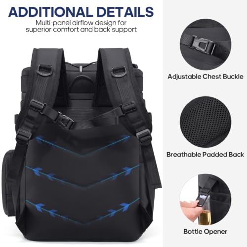Backpack Cooler Insulated Leakproof 50Cans Lunch Ice Chest Bag Double Deck (Black)
