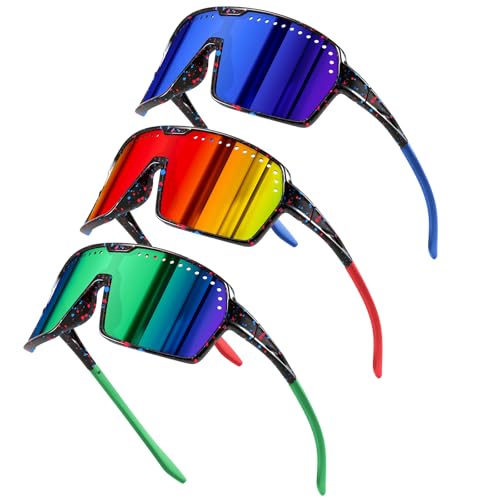 3Pack Polarized Kids Sunglasses UV400 for Youth Softball Running Cycling