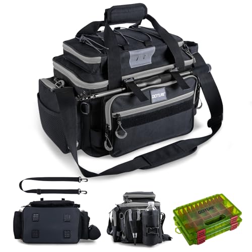 Fishing Tackle Bag with 2PCS 3600 Tackle Boxes (C1:Black Gray with 2 3600 Tackle Boxes / Large)