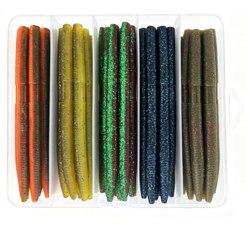 5 Colors 40 Pack Senko Worms for Bass Fishing