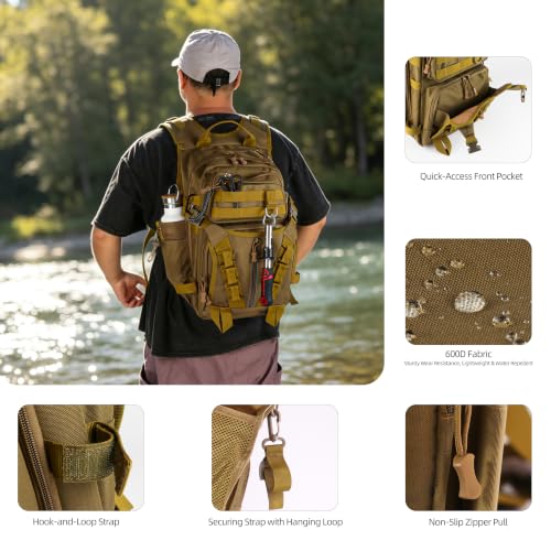 Fishing Backpack with Rod Holder (Khaki)
