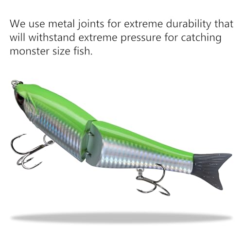 SwimShad Glide Baits Jointed Swimbait Bass Pike Salmon Trout Muskie Fishing Lure (Green/Silver / 4.5in/0.65oz)