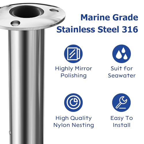 90 Degree Fishing Rod Holder 2 Pack (Stainless Steel - 90 Degree)