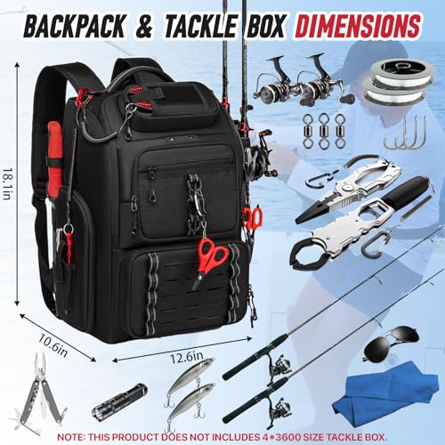Fishing Tackle Backpack (B-Black(Without tackle box))