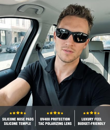 Sports Sunglasses for Men Women Polarized Classic Wrap Around Driving Cycling Golf Fishing Sun Glasses UV Protection 1 (1-black/Gray)