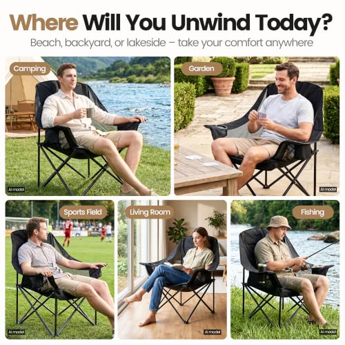 2 Pack Oversized Camping Chairs for Adults & Teens