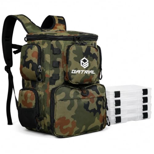 Fishing Tackle Backpack with 4 Tackle Boxes
