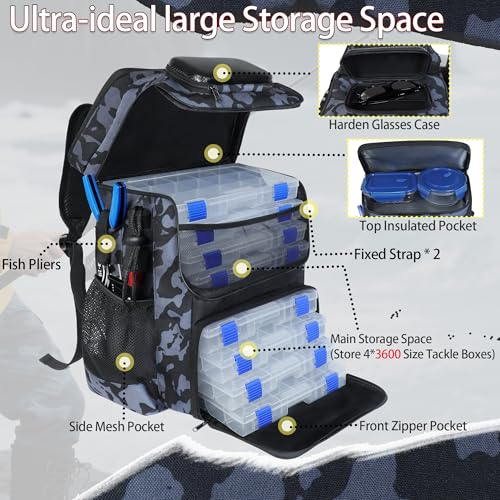 Fishing Backpack with Rod Holder