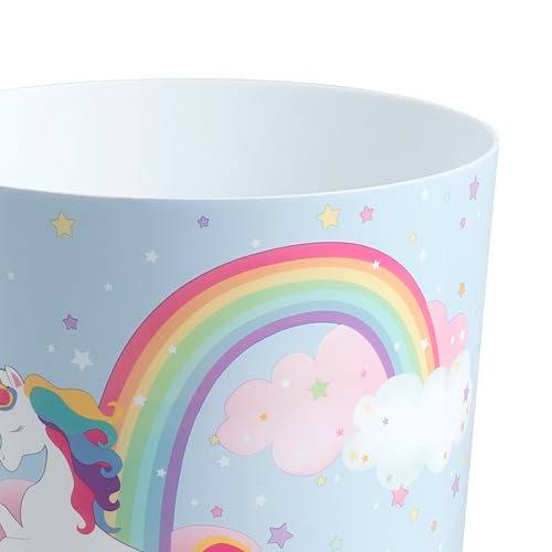 Unicorn & Rainbow Plastic Wastebasket Compact Size 1.56 Gallons (Unicorn)