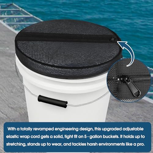 5 Gallon Bucket Lid Boat Trash Can Cover Converter with Mesh Opening for Fishing Bucket
