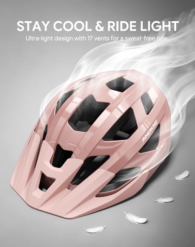 Adult Bike Helmet Rear Light & OTG Magnetic Goggles for Men Women (Pink / Medium)