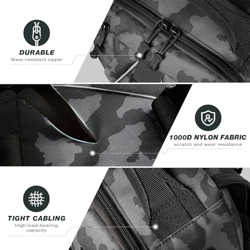 Fishing Backpack with Rod Holder (Black Camouflage)