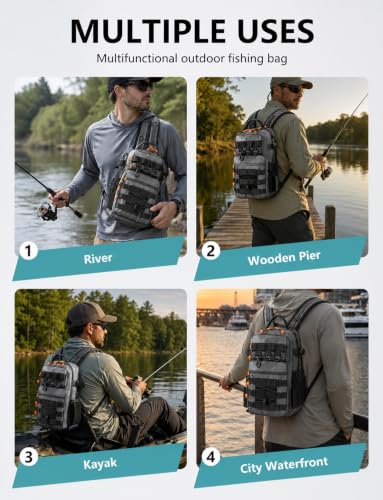 2 in 1 Compact Tactical Fishing Backpack with Tackle Boxes (Gray)
