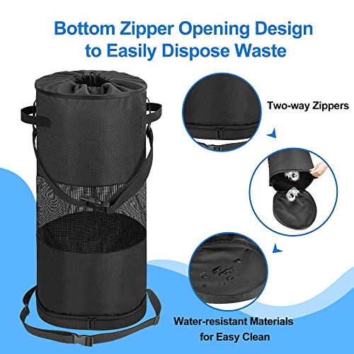 Mesh Boat Trash Bag with Zipper Bottom for Easy Disposal (Black)