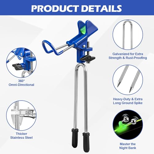 Fishing Rod Holder for Ground (Blue -4 Pack Night Kit)