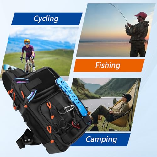 Fishing Backpack Tackle Storage Bag with 2 Tackle Boxes (Black / Sling Bag With 2 Tackle Boxes)
