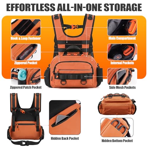 Fishing Chest Pack with Rod Holder (Orange)