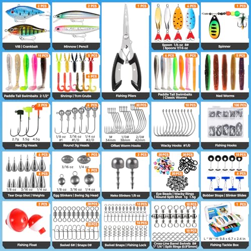 Bass Fishing Lures Tackle Box Gear Kit with Tackle Included