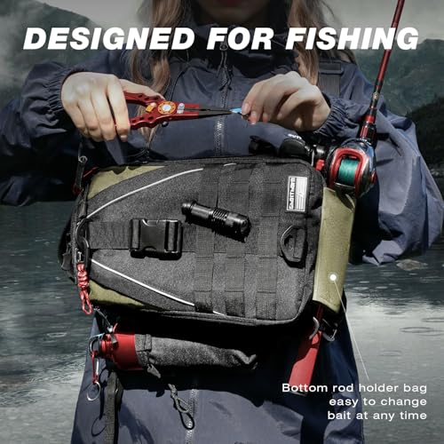 Fishing Backpack with Rod Holder (Black)
