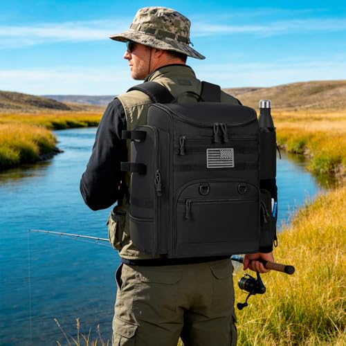 40L Tackle Fishing Backpack with 2 Rod Holders
