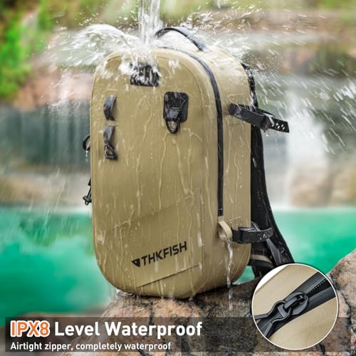 IPX8 Waterproof Fishing Backpack with Rod Holder (Brown)