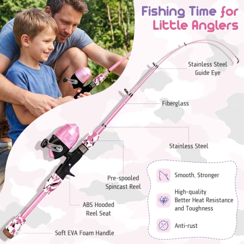 Kids Fishing Pole (Pink / 3.93 ft)