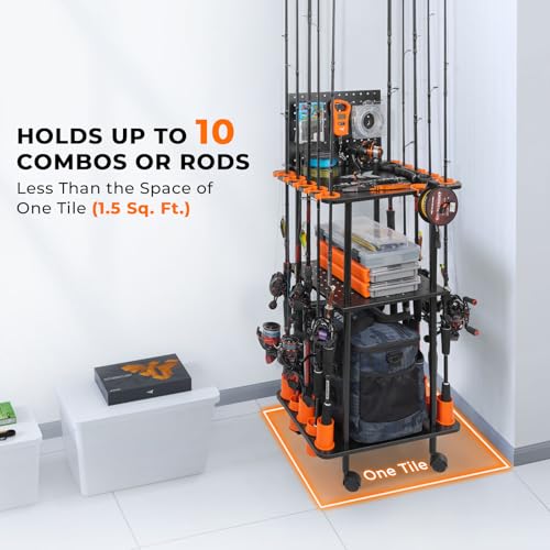 Gear Trolley V10 Mobile Fishing Rod Holder for 10 Rods or Combos (A:Standard Model (10 Rods))