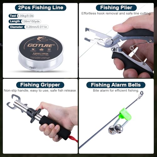 2 Pack Fishing Rod and Reel Combo with Carrier Bag (B1 / 7 FT)