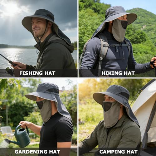 Waterproof Wide Brim Sun Hat with Neck Flap for Hiking
