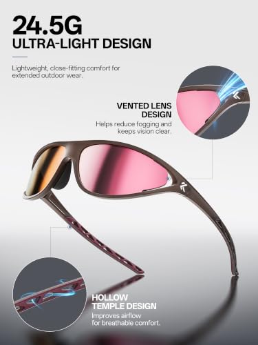 Polarized Sports Sunglasses for Men Women (02a Pink)