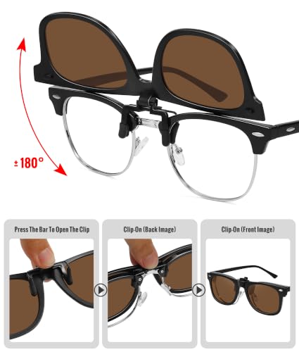 Polarized Clip On Sunglasses for Men Women (3pack-black+dark Green+brown)