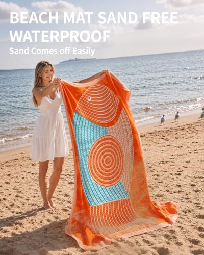 Beach Blanket Waterproof Sandproof 83x79IN (Orange / 79" X 83"（1-4person）)