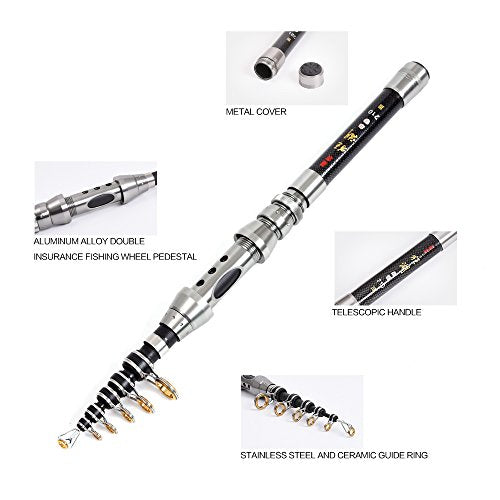2Pcs Telespoic Fishing Rod and Reel Combos Collapsible Fishing Pole with Spinning Reel and Necessary Lure Accessories Portable Carrier Bag for Saltwater Freshwater (2Pcs / 210cm/6.89ft)