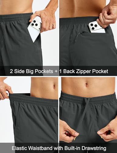 Men's Hiking Fishing Shorts UPF 50+ Quick Dry Lightweight 6" Summer Casual Shorts with Zipper Pockets Darkgrey (Large / Darkgrey)