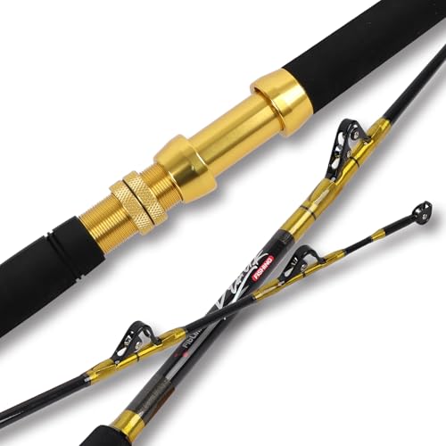 1 Piece 2 Piece Saltwater Fishing Rod Trolling Rod Big Game Boat Conventional Roller Guide Deep Drop Stand (6' - 1pc - 80-120lbs)
