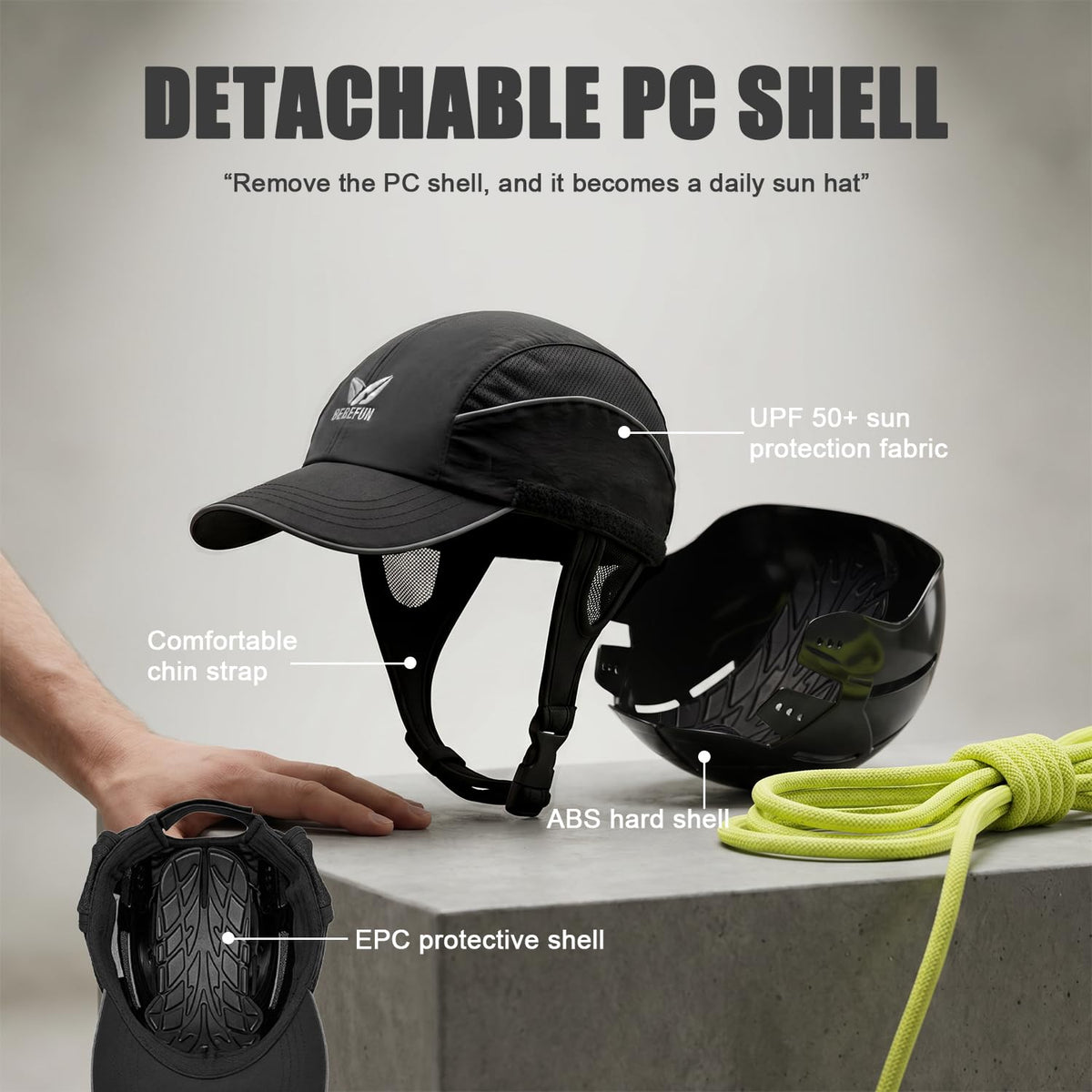 Surf Helmet Hat (Black / Medium)