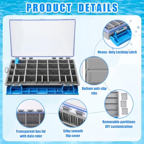 6 Pack 3700 Fishing Tackle Boxes Waterproof (Blue / 3700)