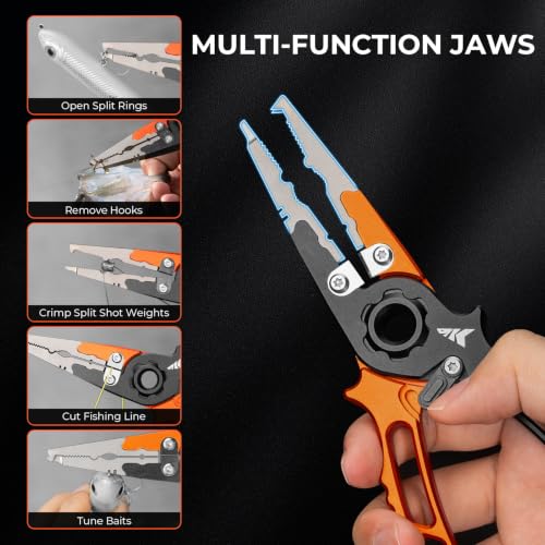 Ti Forge Titanium Jaw Fishing Pliers (7.6" Titanium Jaw Plier-Orange+Black)