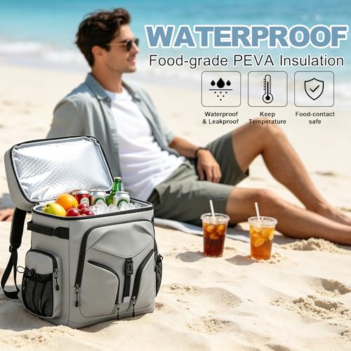 48 Can Large Insulated Cooler Backpack (Grey)