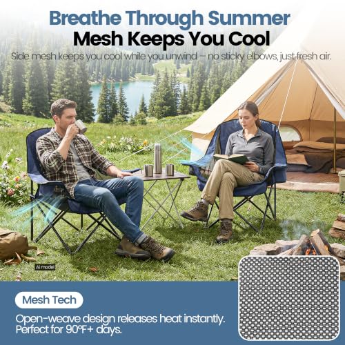2 Pack Oversized Camping Chairs for Adults & Teens (Navy Blue)