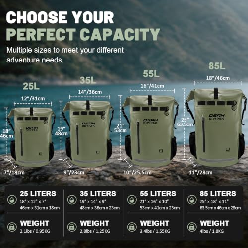 Waterproof Dry Bag Backpack 25L (Green / 55L)