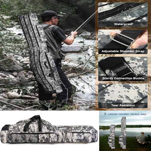 3 Layers Fishing Pole Bag (Gray / 150cm/59in)