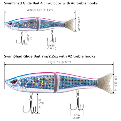 SwimShad Glide Baits Jointed Swimbait Bass Pike Salmon Trout Muskie Fishing Lure (Pink/Silver / 4.5in/0.65oz)