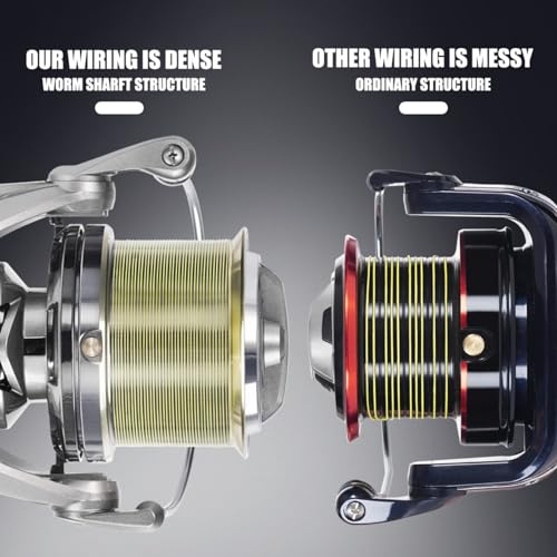 Heavy Duty Spinning Reel Metal Body with CNC Machined Spool 55LB Max Drag 6+1 BB Ultra Smooth 4.8 (SKM14000 / Large)