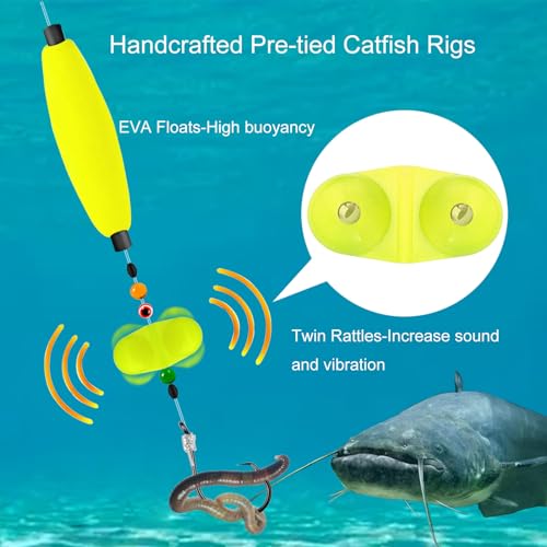 Catfish Rig Catfishing Tackle Floats 6PCS (A-Double Rattle-6/0 HOOK * 6PCS)