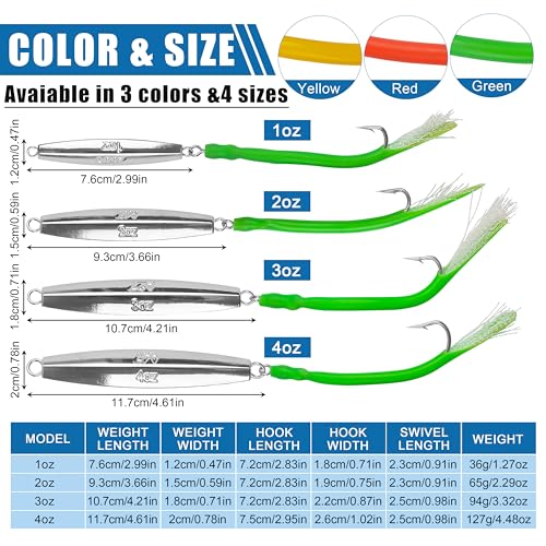 Diamond Jigs Saltwater Fishing Lures (3pcs-3 Colors Mixed / 2oz)